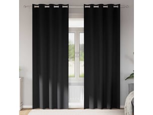 Lot de 2 rideaux occultants, rideaux black-out avec anneaux noir 245 x 140 cm cf44714