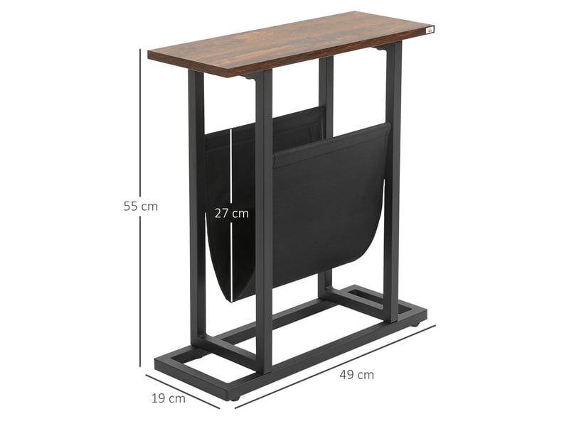  Table d'appoint bout de canapé avec porte-revues strucuture en acier design industriel noir marron foncé 49 x 19 x 55 cm  - Conforama C