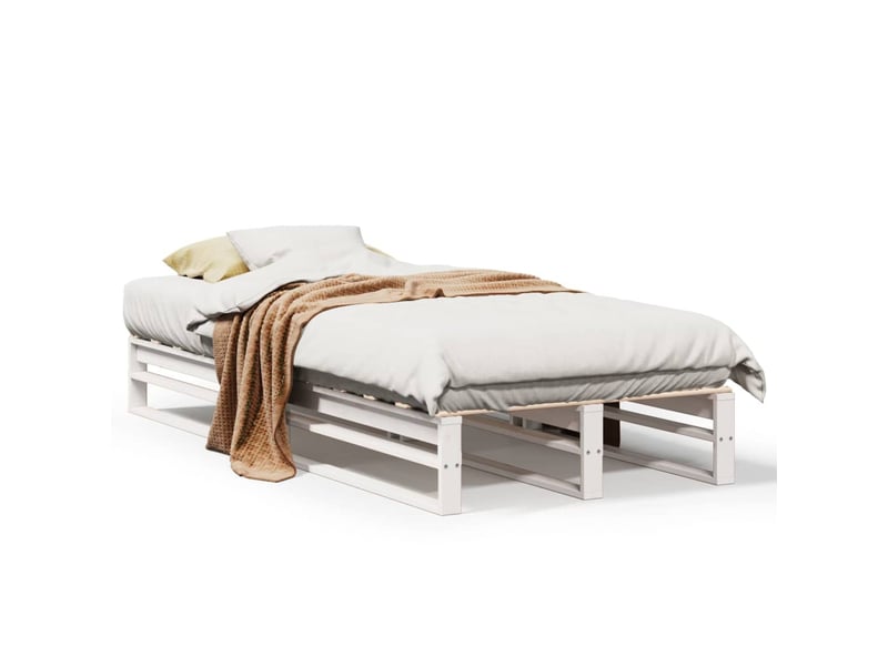  Lit simple- lit adulte -  cadre de lit sans matelas blanc 100x200 cm bois de pin massif  - Conforama A