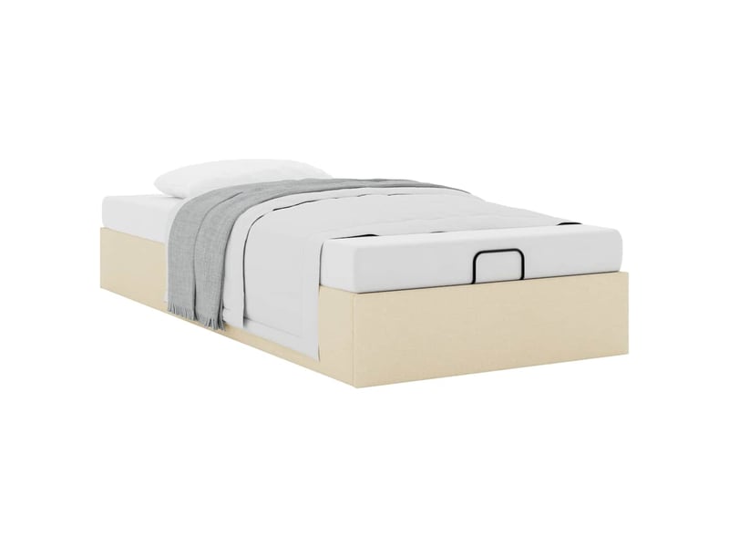  Lit simple- lit adulte -  cadre de lit ottoman sans matelas crème 100x200 cm tissu  - Conforama D