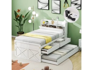 Lit gigogne 90x190 cm <strong></strong>  <strong>OMNIGLINT TRADING LTD</strong> coloris blanc