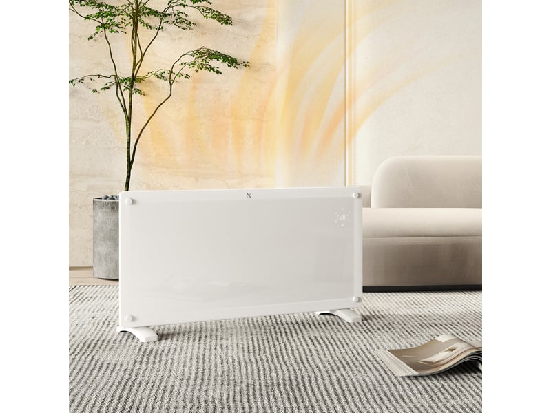  Chauffage à convection 2000 w avec température réglable, télécommande et minuterie, 87 x 21,5 x 44,5 cm, blanc  - Conforama C