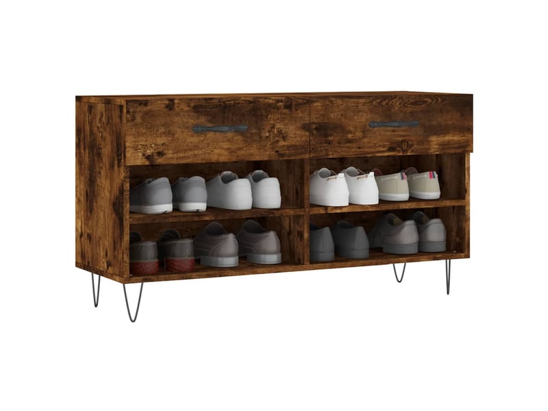  Banc à chaussures, meuble à chaussures chêne fumé 102x35x55 cm bois d'ingénierie shl7451  - Conforama C