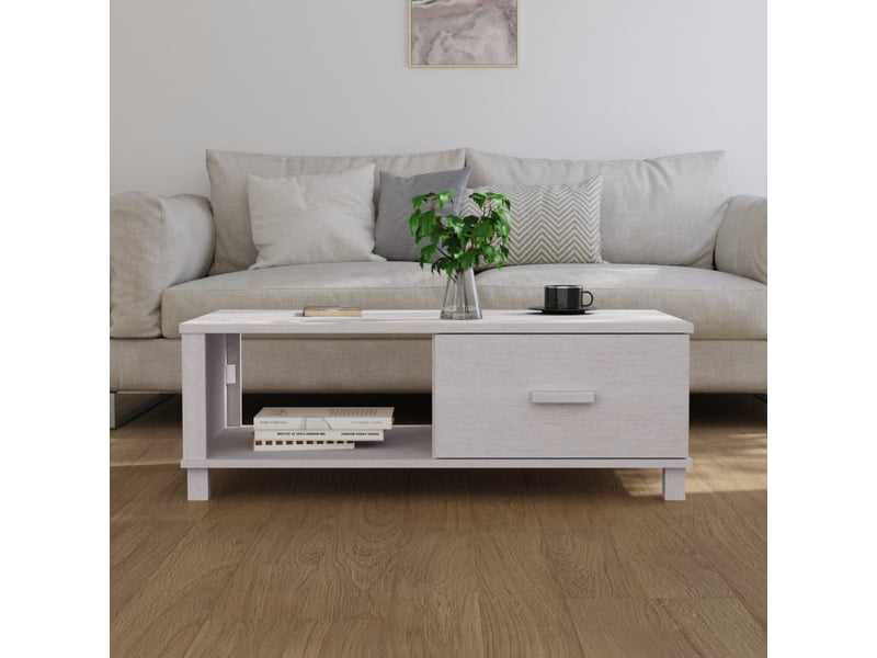  Table basse rectangulaire | table de salon hamar blanc 100x55x35 cm bois massif de pin  - Conforama C