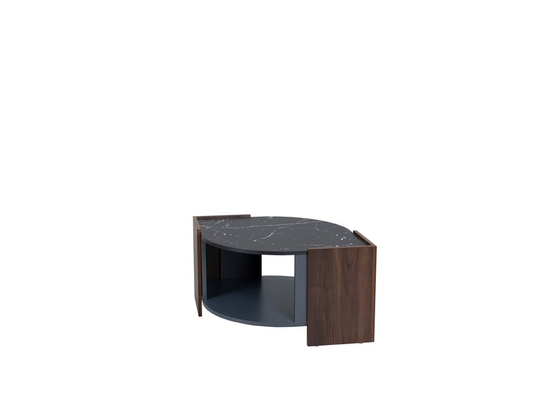  Table basse plateau de table avec rayures en marbre noir table basse marron - Conforama C
