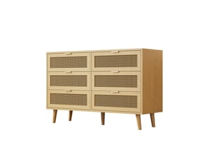 Chiffonnier 6 tiroir(s) OKWISH coloris bois clair largeur 120 cm hauteur 76.5 cm