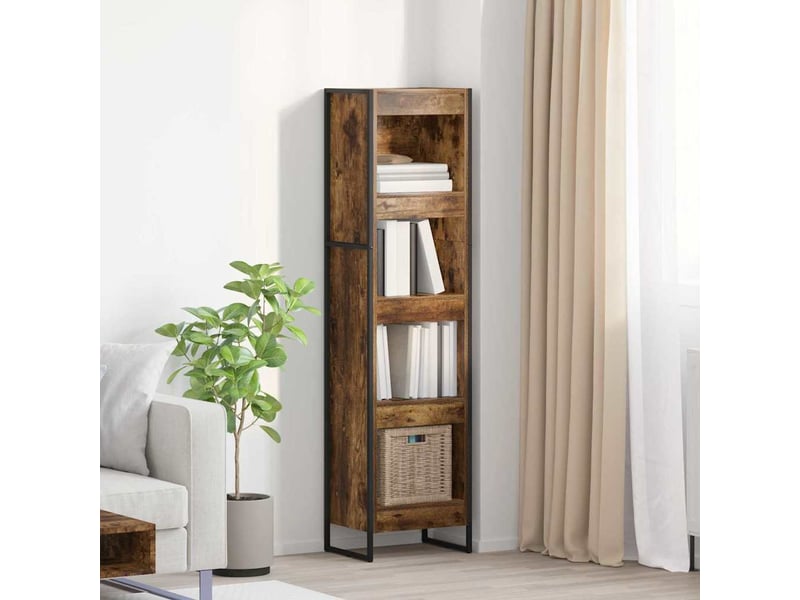  Bibliothèque, armoire à livres 40 x 30 x 155 cm bois d'ingénierie chêne fumé  - Conforama B