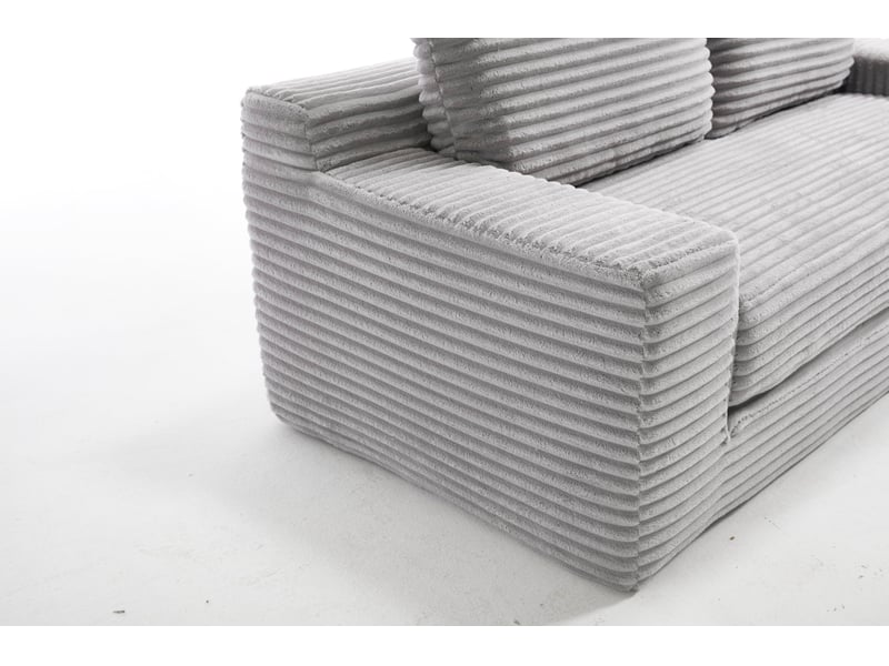  Canapé convertible 2 places 2-en-1 sans montage, en mousse à mémoire de forme et tissu velours côtelé gris clair  - Conforama E
