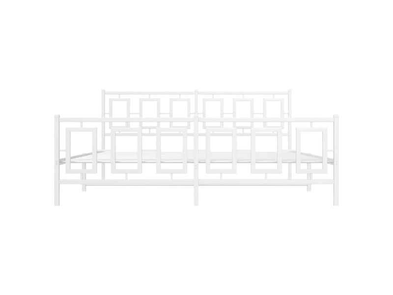  Lit double- lit adulte -  cadre de lit métal sans matelas et pied de lit blanc 180x200 cm  - Conforama D