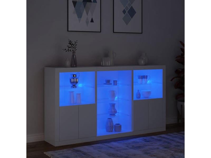 Buffet - bahut - meuble de rangement avec lumières led blanc 181,5x37x100 cm - Conforama E