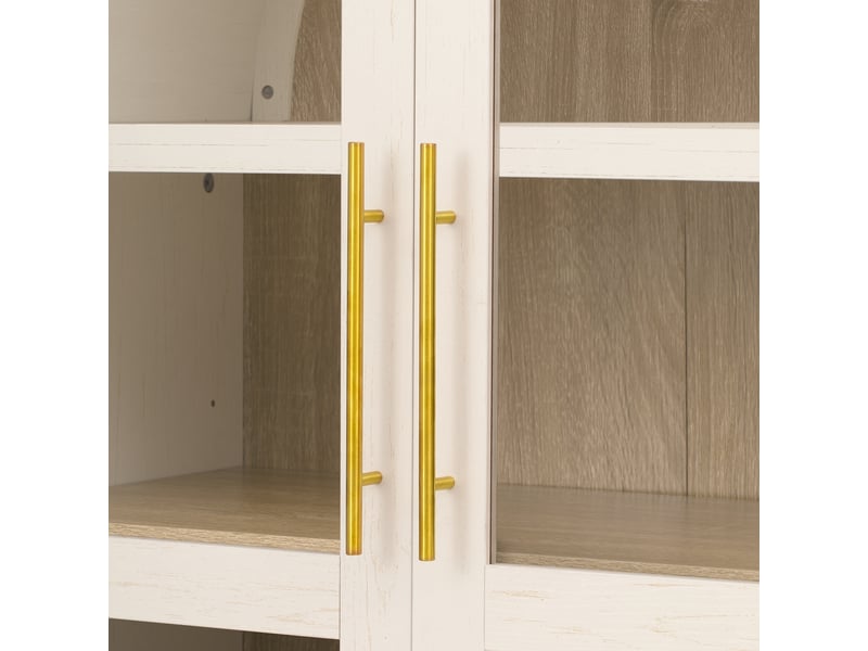  Meuble de cuisine muvano, buffet haut blanc en verre strié, 76 × 40 × 180 cm  - Conforama D