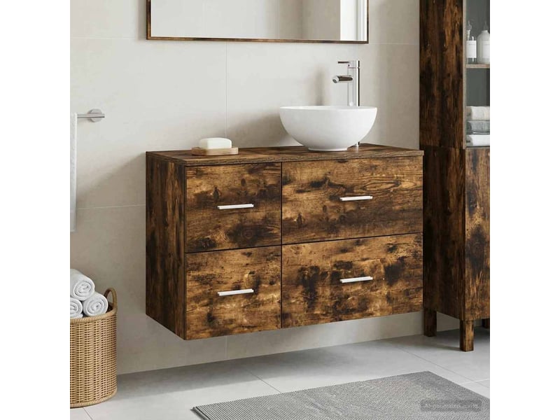  Ensemble de mobilier de salle de bain 2 pcs chêne fumé shl400  - Conforama B