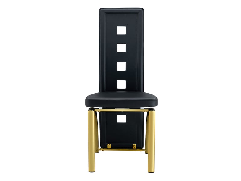  Lot de 6 chaises de salle à manger 43x49x102,5 cm dossier ajouré métal polyuréthane (pu) noir et doré  - Conforama A