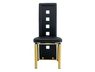 Lot de 6 chaises de salle à manger 43x49x102,5 cm dossier ajouré métal polyuréthane (pu) noir et doré