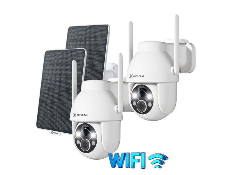  Caméra de surveillance solaire 2k ptz wifi 2 caméras détection humaine ia ip66 5200 mah blanc 149519_AABWI01400_6_DROPFR - Conforama A
