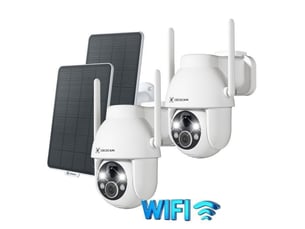 Caméra de surveillance solaire 2k ptz wifi 2 caméras détection humaine ia ip66 5200 mah blanc