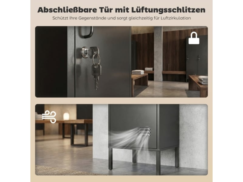  Armoire vestiaire métallique noire avec serrure et tringle à vêtements pour maison ou bureau  - Conforama D