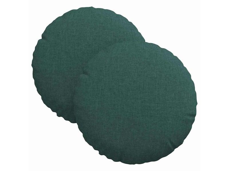 Lot de 2 coussins de siège, coussins décoratifs tissu vert foncé ø30 x 13 cm cf59873 - Conforama A