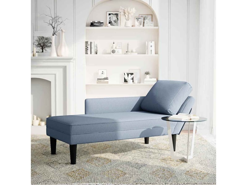  Chaise longue, chaise de salon avec coussin bleu tissu en velours côtelé cf28471  - Conforama A