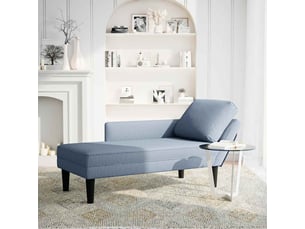 Chaise longue, chaise de salon avec coussin bleu tissu en velours côtelé cf28471