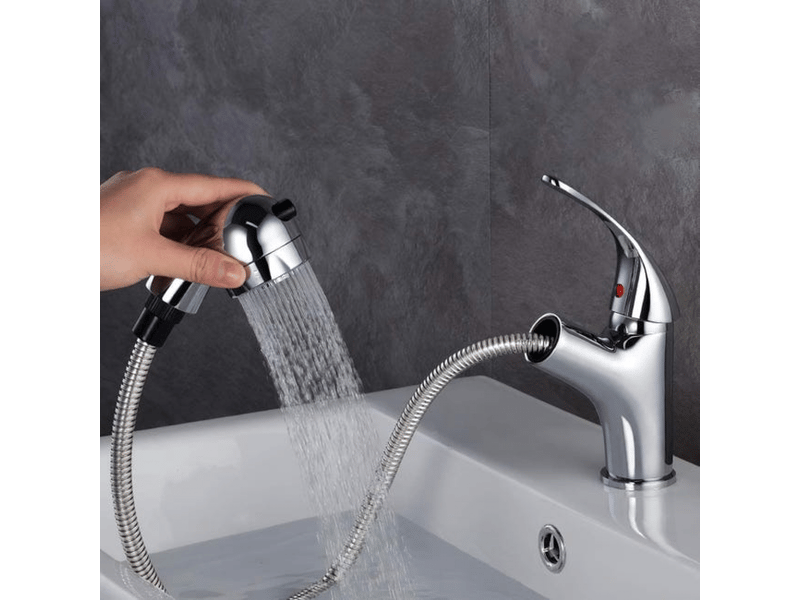  Robinet de lavabo à poignée unique, en acier inoxydable (tuyau inclus)  - Conforama A