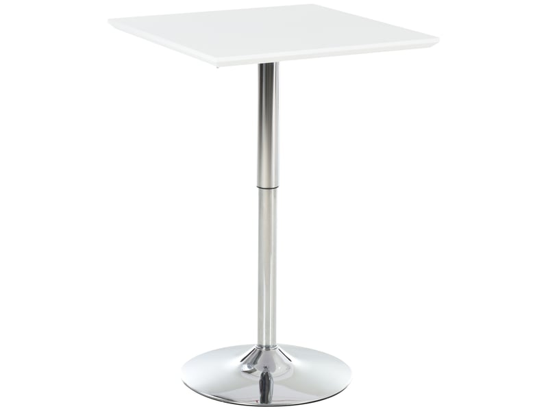  Table de bistrot réglable carrée 60x60 cm en mdf blanc et acier, style moderne pour cuisine ou jardin  - Conforama A