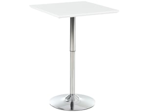 Table de bistrot réglable carrée 60x60 cm en mdf blanc et acier, style moderne pour cuisine ou jardin