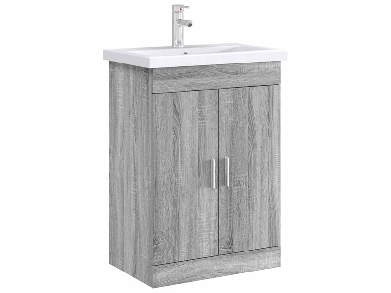  Meuble sous lavabo de salle de bain, commode sonoma gris shl4688  - Conforama C