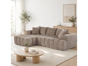 Canapé d'angle compressé gauche fixe <strong>TCQPZ</strong> <strong></strong> 3 places Velours taupe