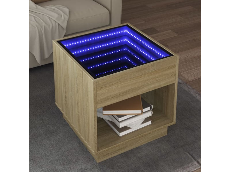  Table basse - table de salon - table à thé avec led infini chêne sonoma 50x50x50 cm  - Conforama B