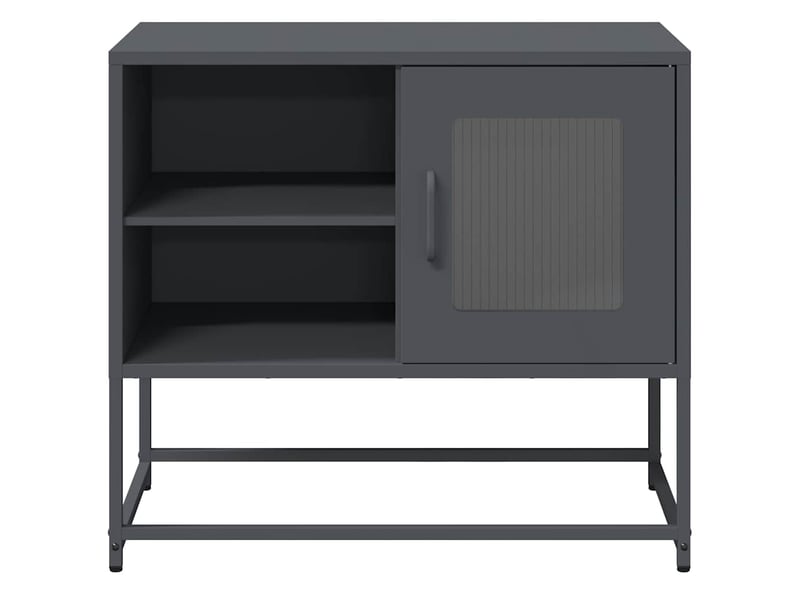  Meuble tv - banc tv - meuble de rangement anthracite 68x39x60,5 cm acier  - Conforama E