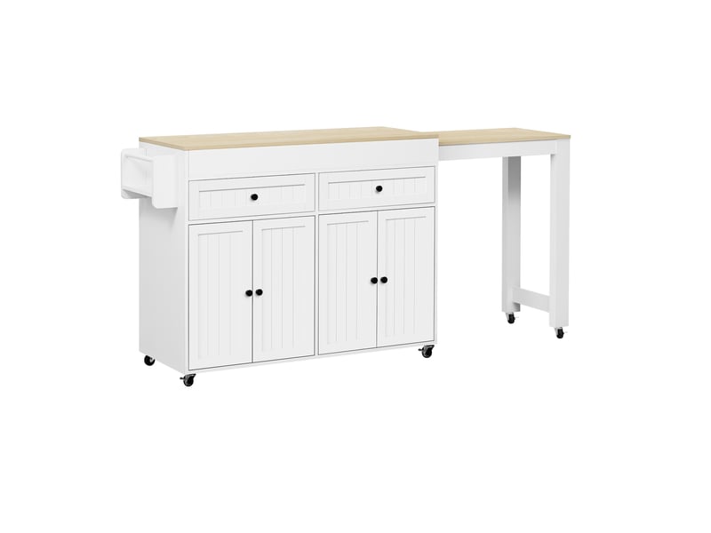 Ilot de cuisine 180,5x45x92,2cm avec 2 tiroirs et 4 portes, extensible, amovible, blanc Target Furniture - Conforama A
