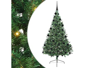 Sapin de noël - arbre de noël artificiel pré-éclairé vert 210 cm pvc