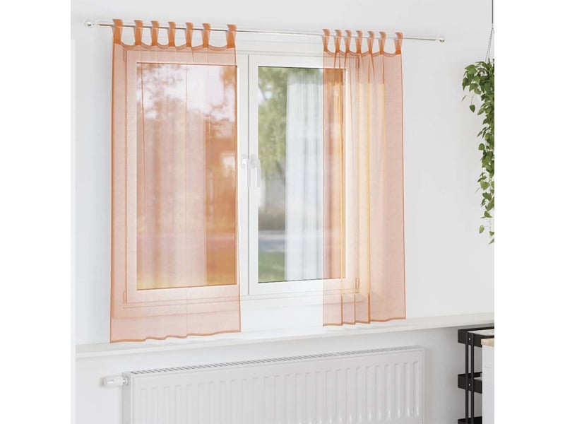 Lot de 2 rideaux en voile, voilages avec boucles terre cuite 140x175 cm cf44327 - Conforama B