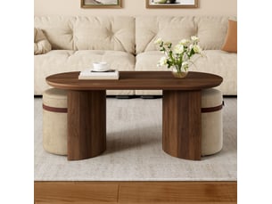 Table basse ovale coloris bois foncé <strong>WISHDOR</strong> <strong></strong> - 50 cmx108 cm