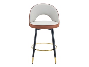 Lot de 2 tabourets de bar 44x47.4x92cm – pivotants à 360° avec dossier ajouré et repose-pieds – similicuir pu - gris clair et marron