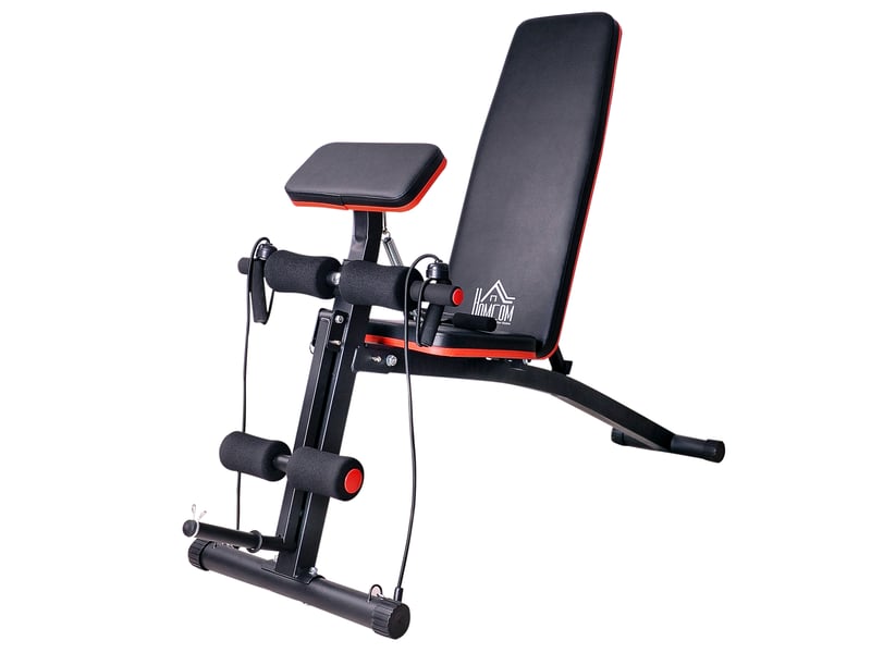  Banc de musculation multifonction 160x54x106 cm noir abs, dossier réglable 7 positions, pliable à domicile  - Conforama A