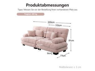 Canapé 2 places rose en chenille, style nuage à assise profonde, cadre en bois massif et coussins pour salon contemporain