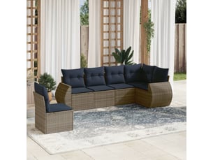 Vidaxl ensemble de canapé de jardin 6 pcs avec coussins gris résine tressée
