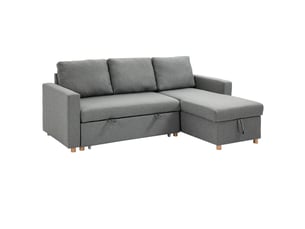 Canapé d'angle réversible convertible PANGIVO  3 places Polyester gris avec coffre de rangement