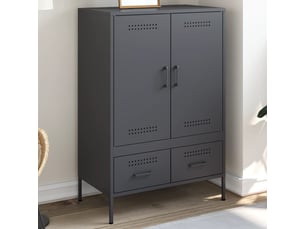Buffet haut - bahut - meuble de rangement anthracite 68x39x101,5 cm acier