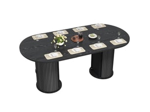 Table extensible avec rangement dissimulé et plateau modulable pour salle à manger, en mdf noir, 150 × 80 × 75 cm