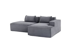 Canapé droit compact avec assise à ressorts ensachés  - tissu polyester rembourré gris 235 × 129 × 70 cm