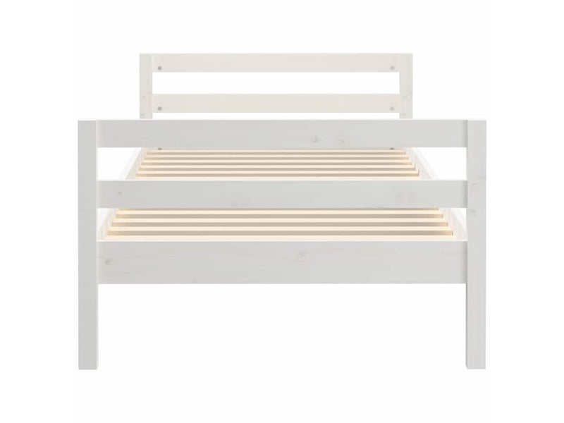  Lit simple- lit adulte -  cadre de lit sans matelas blanc 80x200 cm bois massif de pin  - Conforama D