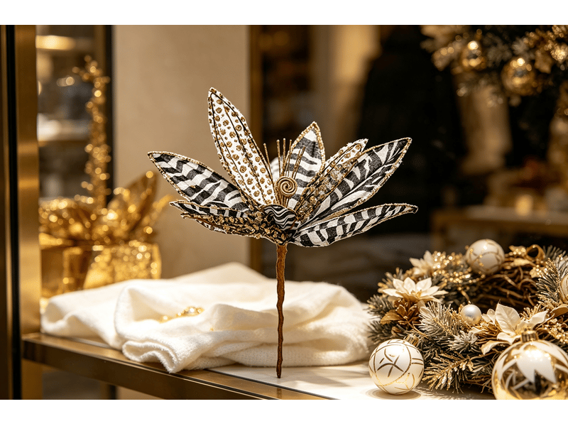  Fleur décorative de noël krist+ blanc noir 25 x 27 x 25 cm S3611613 - Conforama D