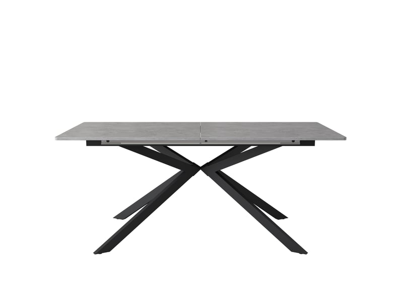  Table de salle à manger extensible avec plateau rectangulaire et piètement croisé, style moderne, en mdf, noir et gris  - Conforama A