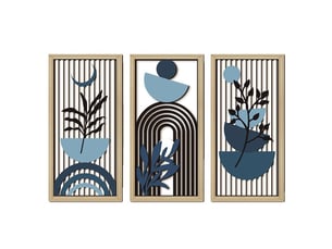 Ensemble de 3 tableaux abstraits bohèmes – décoration murale – décoration murale en bois (20 x 40 cm, environ 0,5 cm d'épaisseur)
