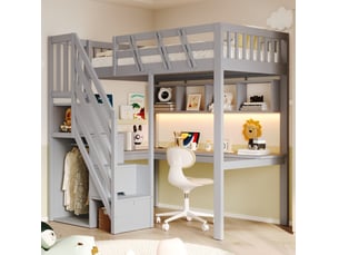 Lit mezzanine 90x200 cm <strong>ELVMI</strong> <strong></strong> coloris gris