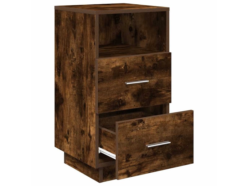 Lot de 2 tables de chevet - cabinet de chevet - table de nuit avec 2 tiroirs chêne fumé 36x36x68 cm - Conforama D