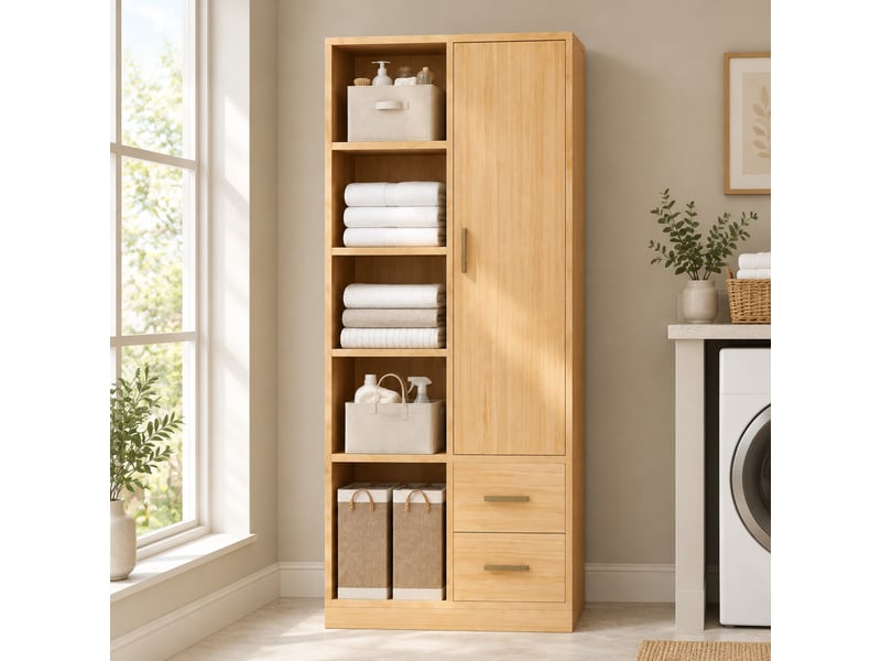 Armoire 1 porte avec 2 penderies et 2 tiroirs, 70x50x170 cm, coloris bois naturel - Conforama D